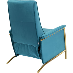 Fauteuil relax Lazy velours bleu pétrole Kare Design