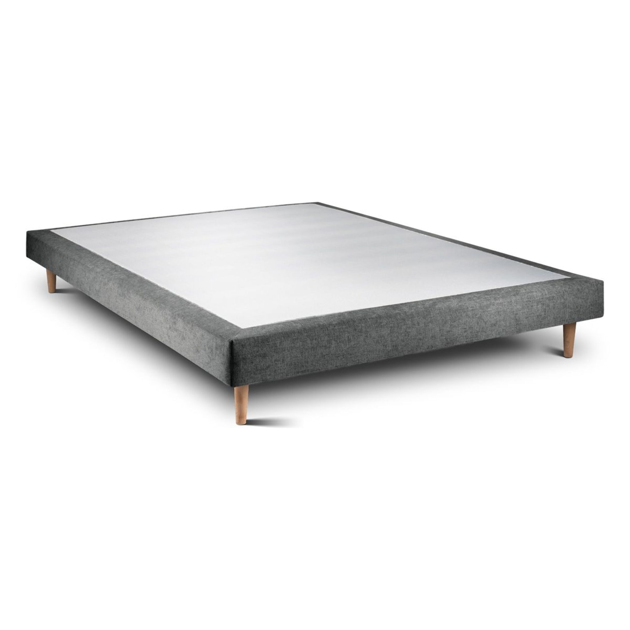 Lit Windsor double Sommier monobloc en tissu - pieds bois