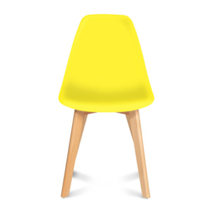 Chaises Arkea assise jaune et pieds bois - lot de 6
