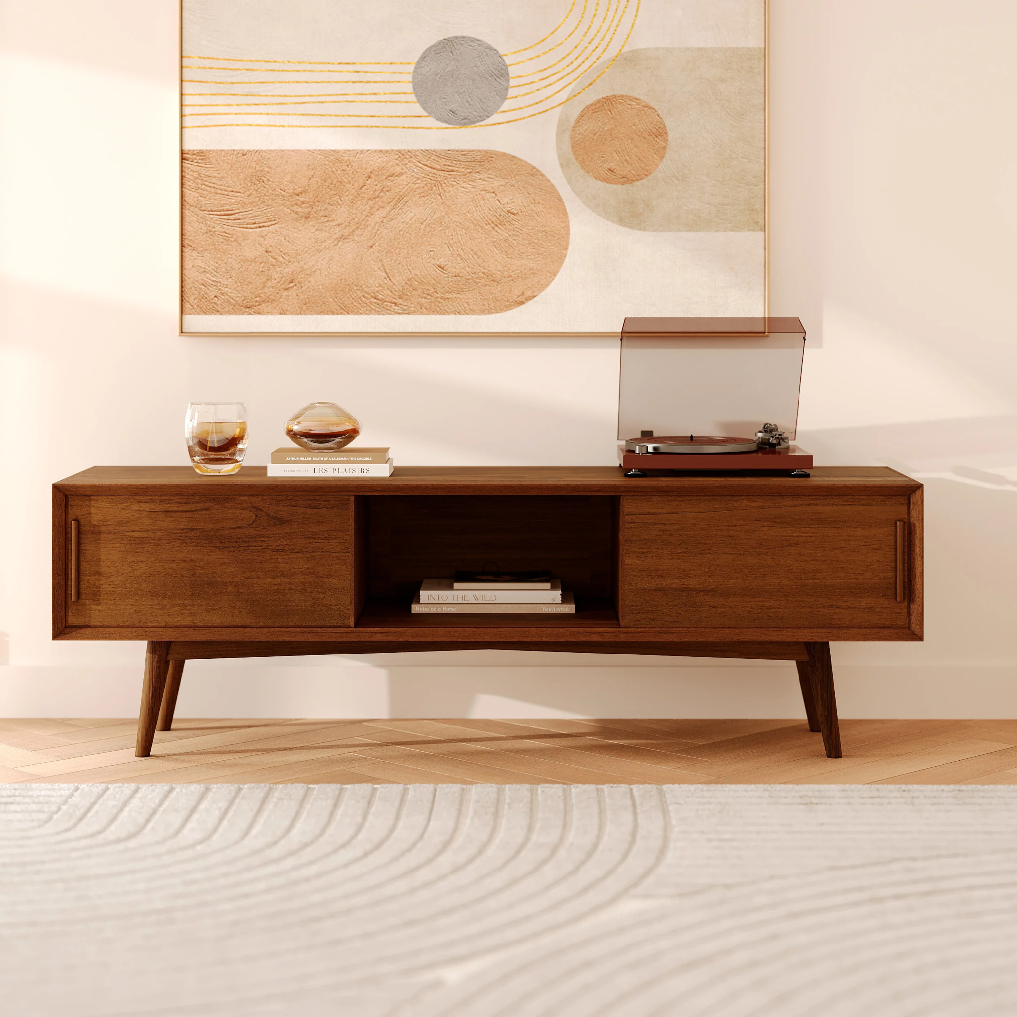 Meuble TV en bois de teck massif 150 cm - Waya