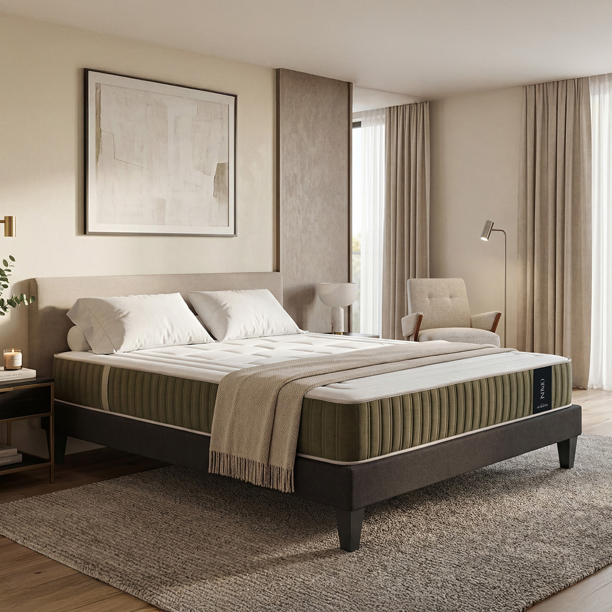 Matelas Opaline Mémoire de Forme & Mousse Polyuréthane Supersoft, 30 cm, Soutien Ferme, 4 poignées, Garantie 10 ans.