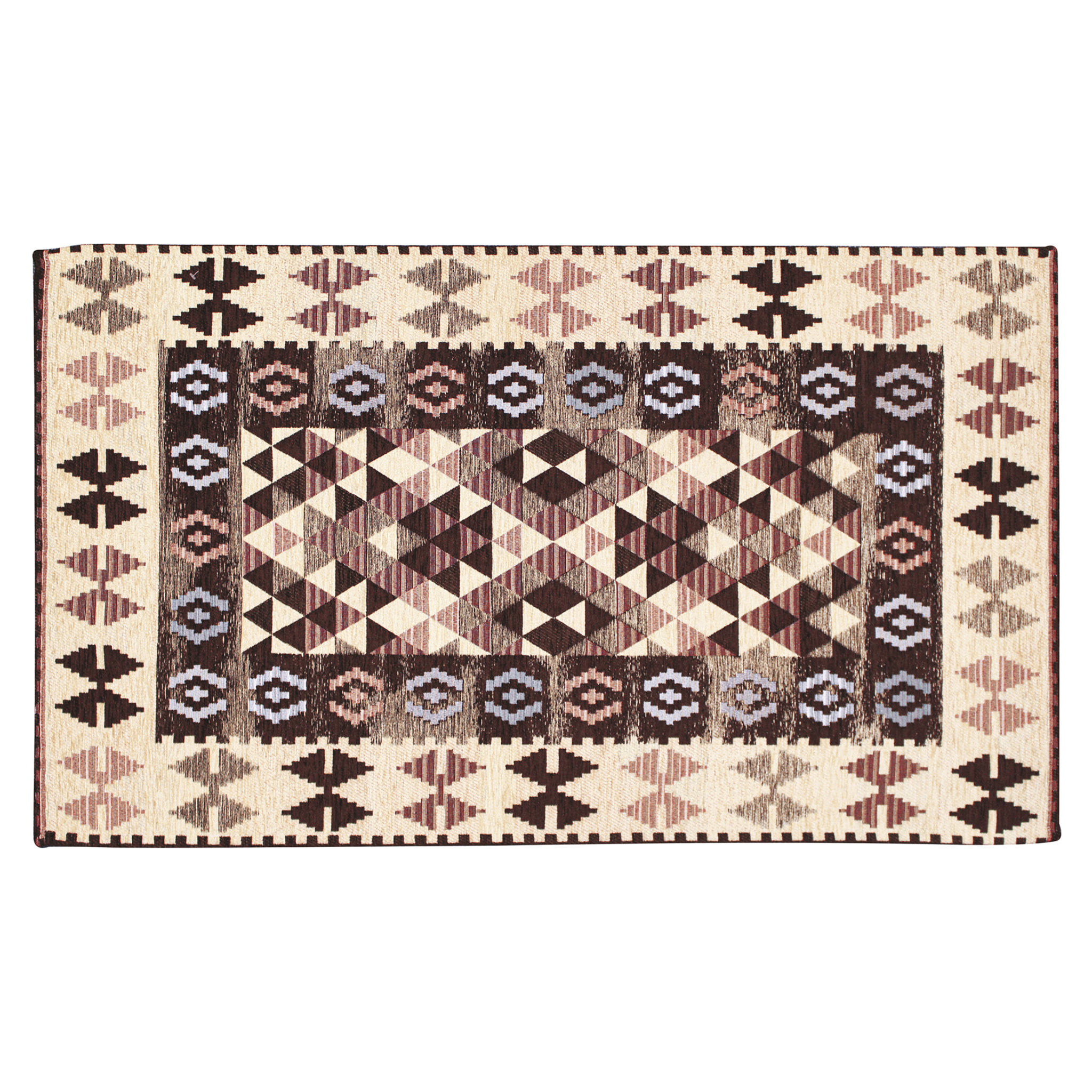 TAPPETO ARREDO KILIM MARRONE FONDENTE CON FONDO ANTISCIVOLO MADE IN ITALY