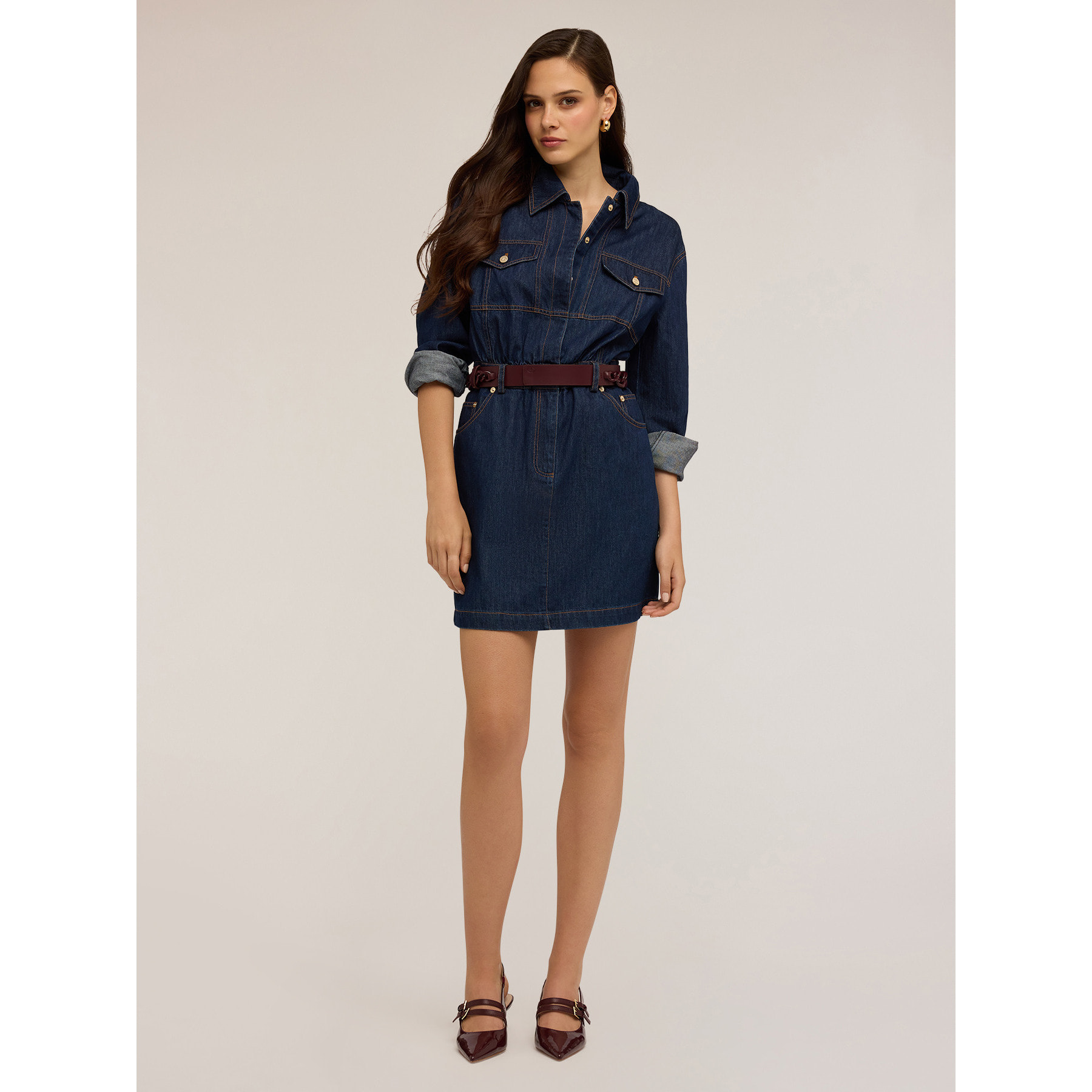 Motivi - Vestito corto chemisier in denim - Blu