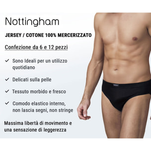 12 Slip Uomo Cotone Mercerizzato NOTTINGHAM, Art. 8000