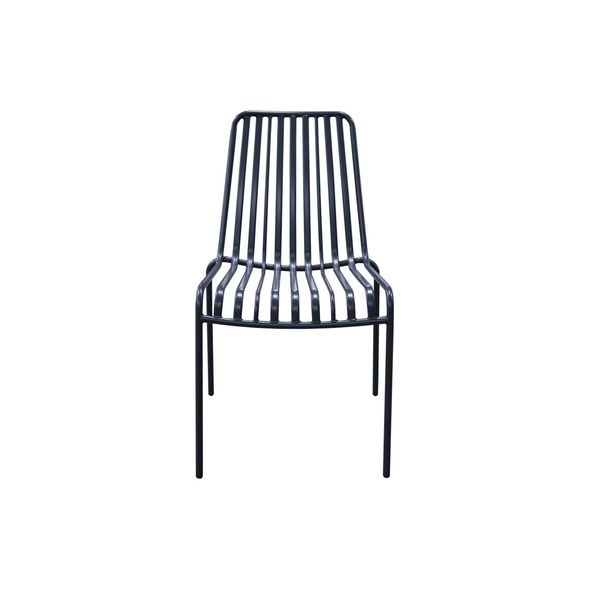 Lot de 2 chaises de jardin FLORIDA anthracite empilable en acier. L 59 x P 47.5 x H 78 cm