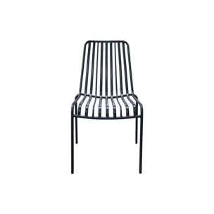 Lot de 2 chaises de jardin FLORIDA anthracite empilable en acier. L 59 x P 47.5 x H 78 cm