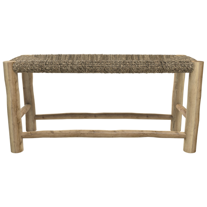 Banc 2 places 90 cm en jonc de mer et branche de teck - Jovan