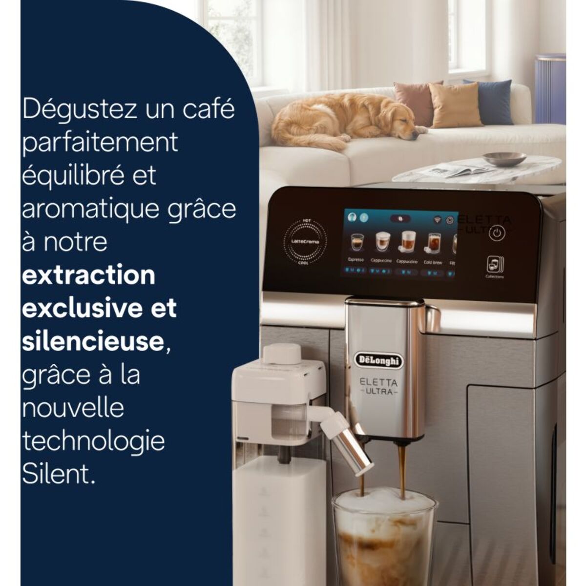 Expresso Broyeur DELONGHI Eletta Ultra ECAM470.85.MB Technologie Silent