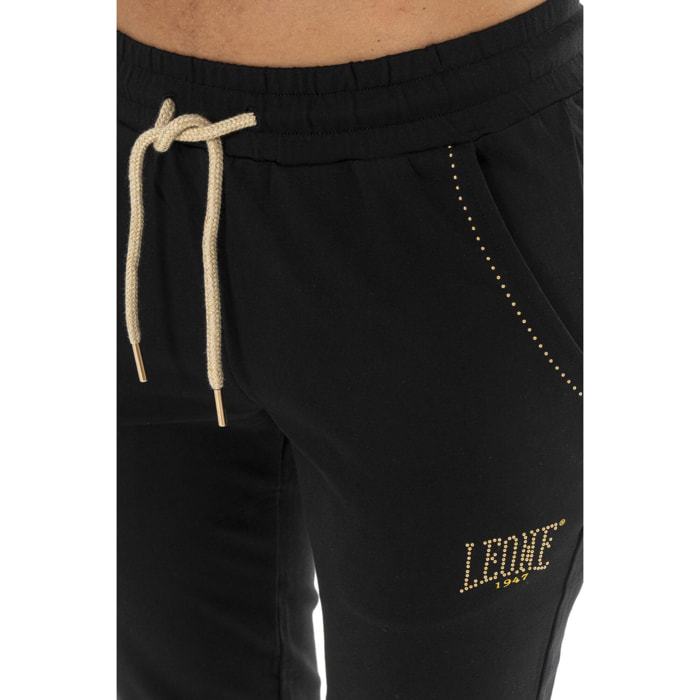 Tuta da donna in cotone non garzato con colletto e zip Leone Chic Gold