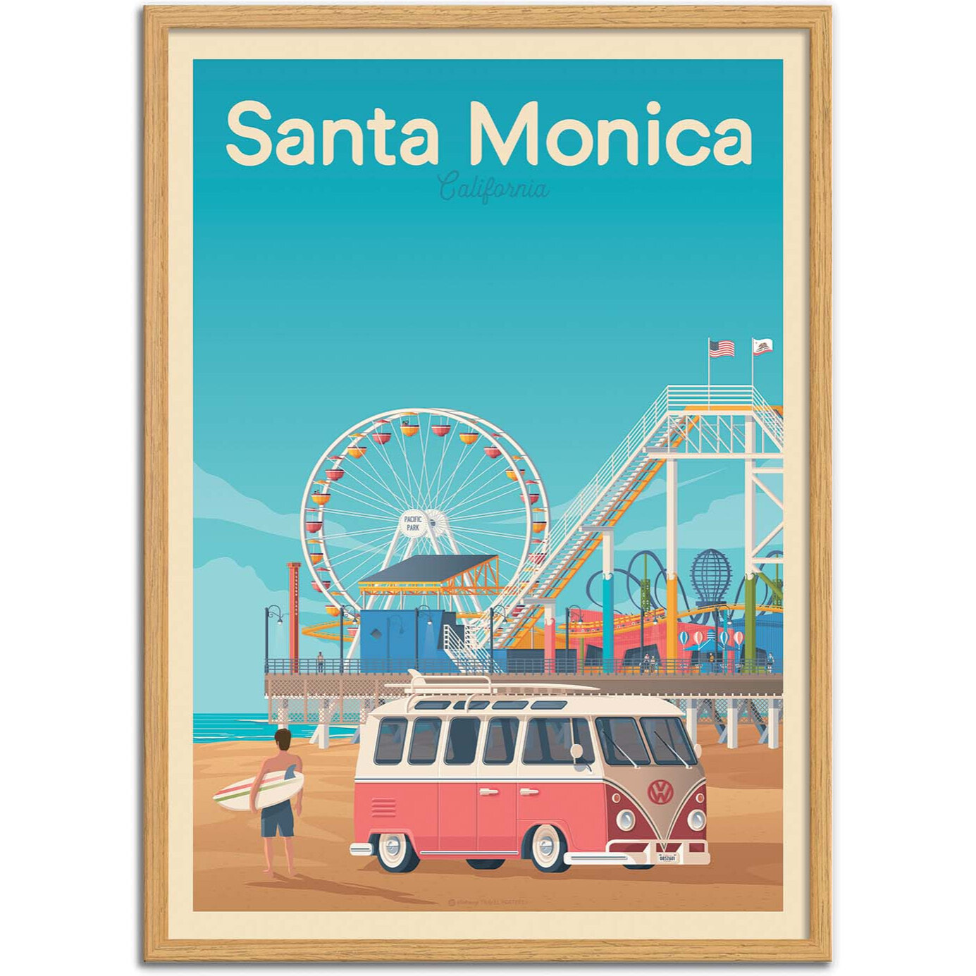 Affiche - Santa Monica - Olahoop Travel Posters