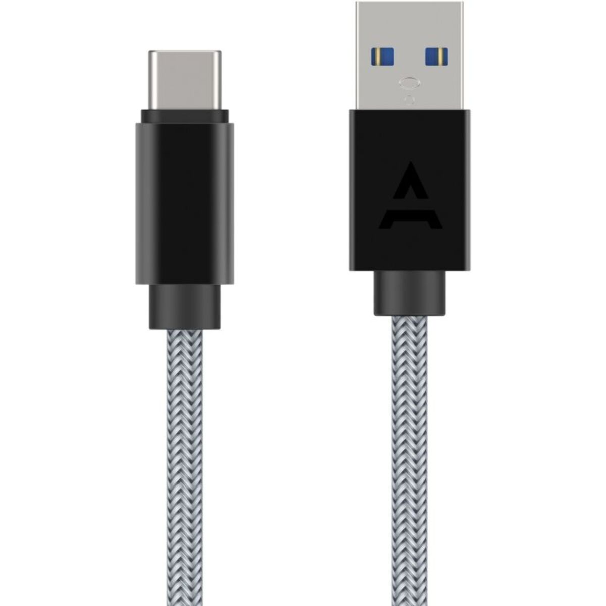 Câble USB C ADEQWAT vers USB gris 2m tressé
