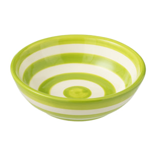 J-Line bol Granada Stripes Low - céramique - blanc/vert - small - Ø 14 cm