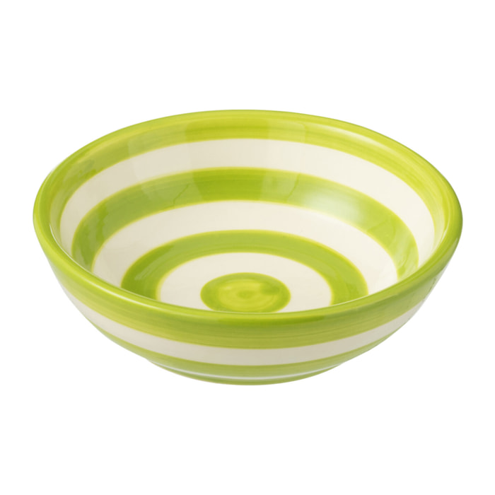 J-Line bol Granada Stripes Low - céramique - blanc/vert - small - Ø 14 cm