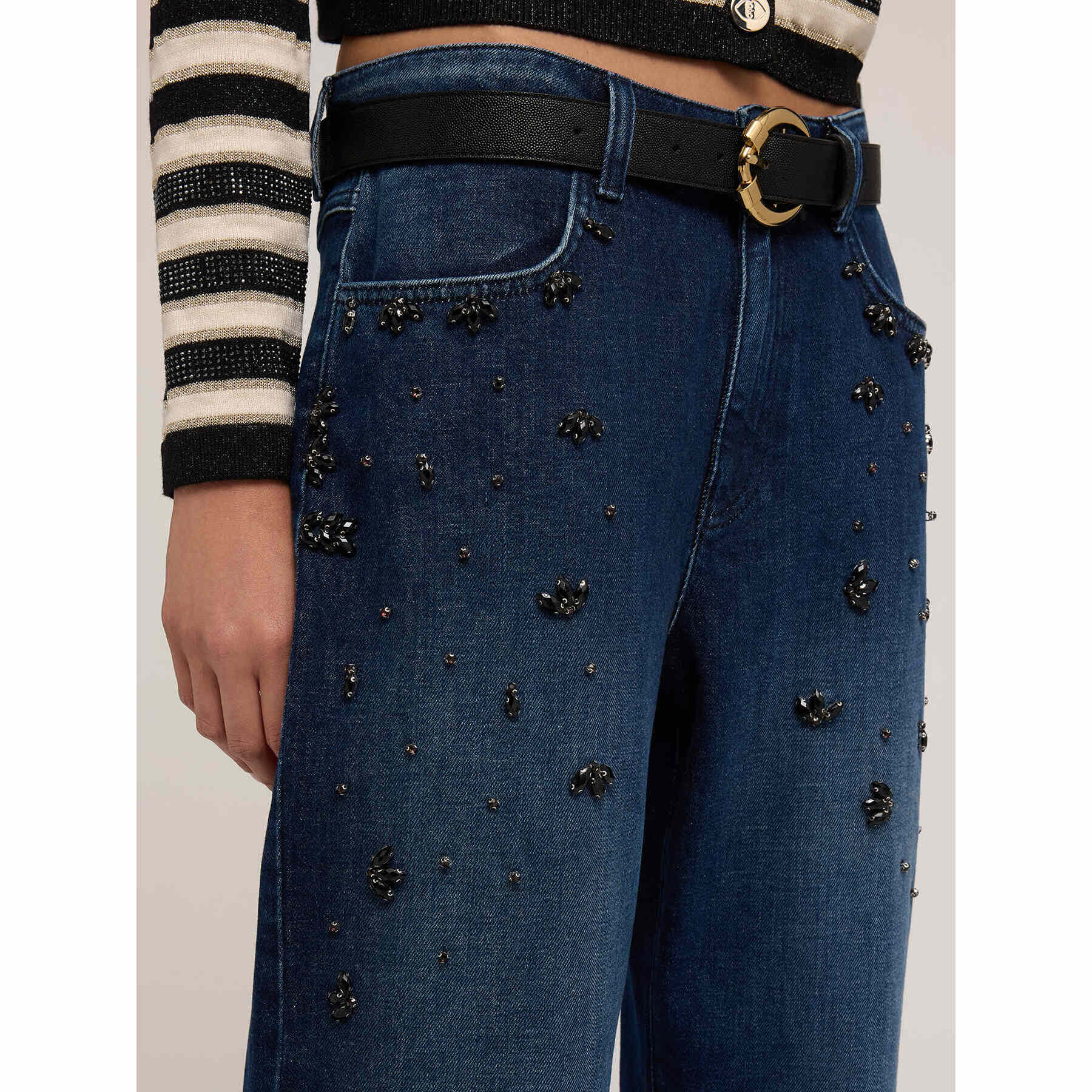 Motivi - Jeans regulares con aplicaciones de joyería - Azul