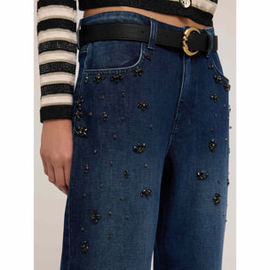 Motivi - Jeans regulares con aplicaciones de joyería - Azul