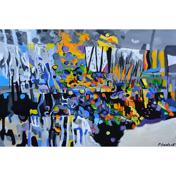 Tableau abstrait champs de bleuet Tableau plexiglas