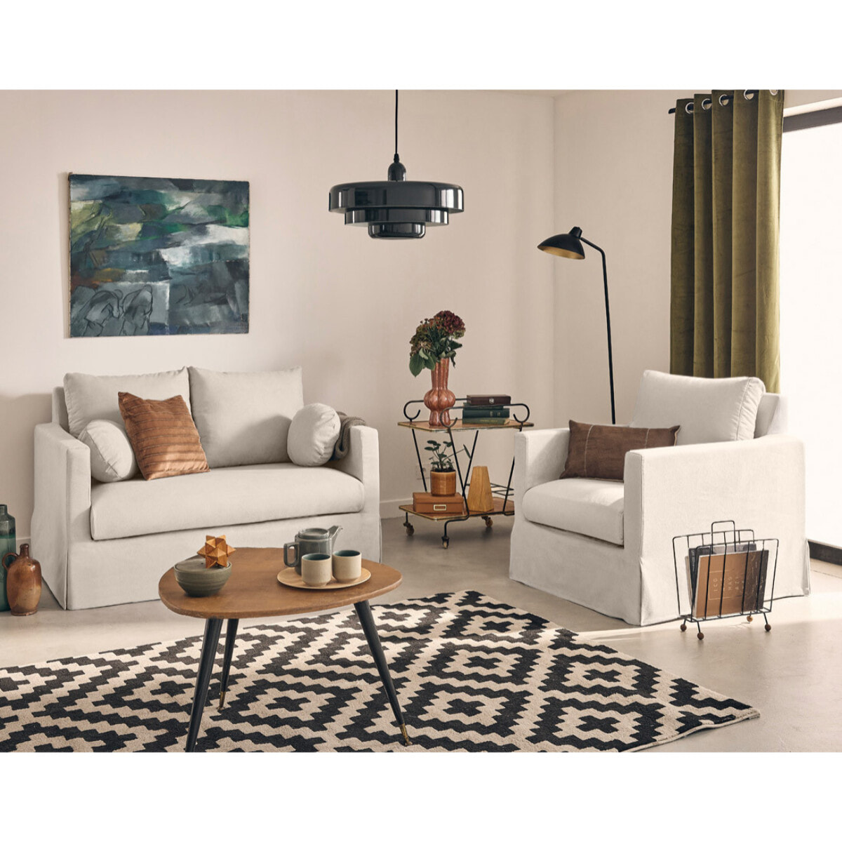 Serena - fauteuil déhoussable en tissu - Beige