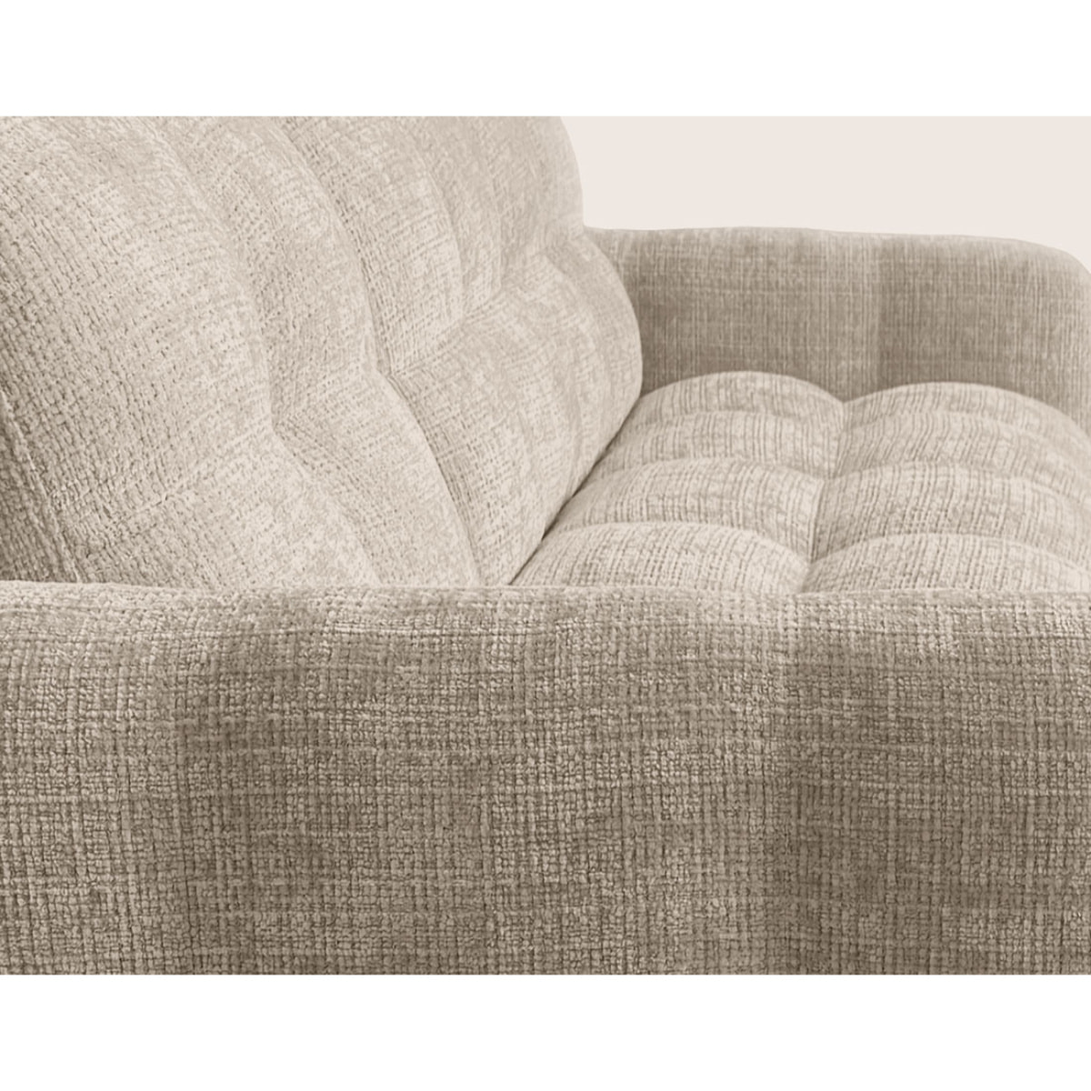 Octave - Canapé d'angle réversible 4 places convertible avec coffre en velours texturé - Beige
