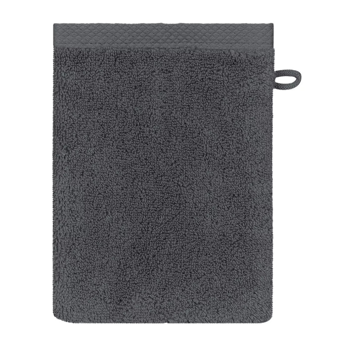 Gant de toilette pur coton 550 g/m² uni anthracite Elea carbone