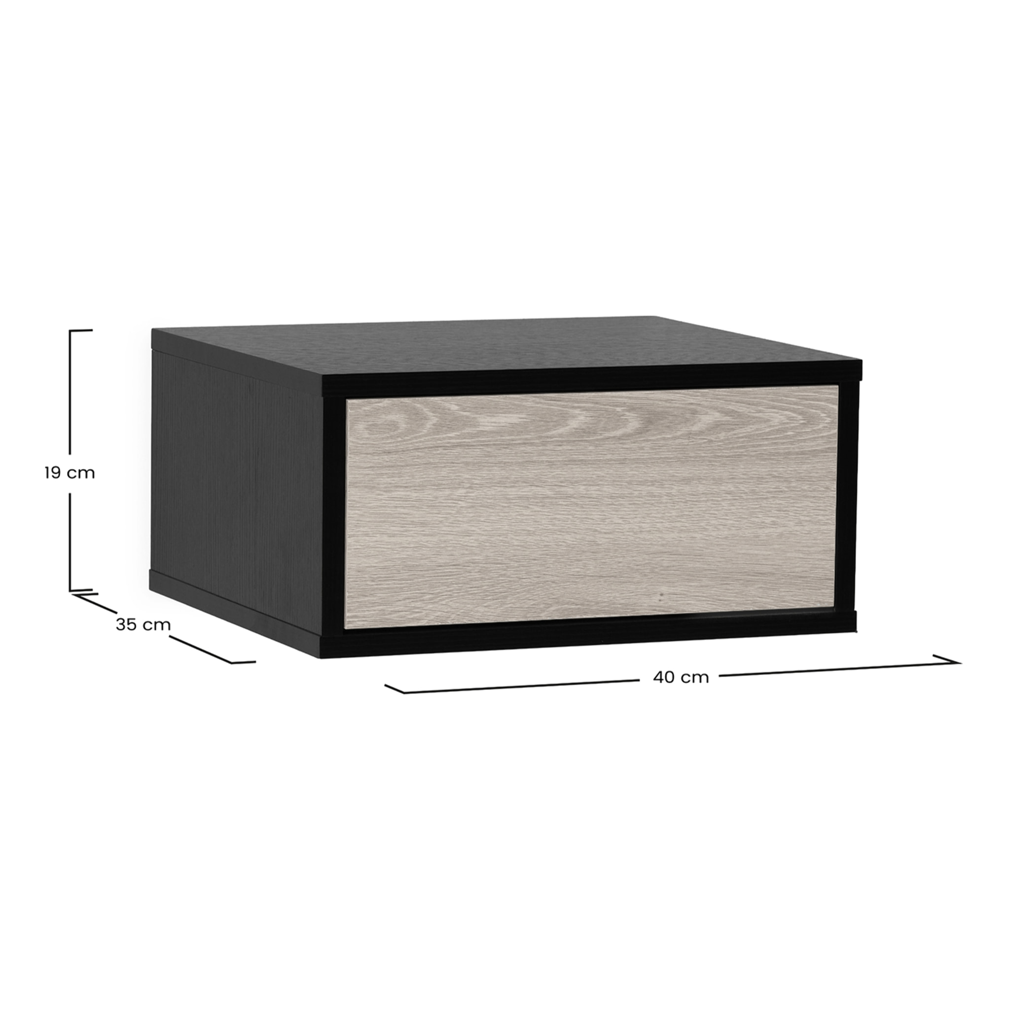 Mesita de noche flotante Apolo 1 cajón color Negro