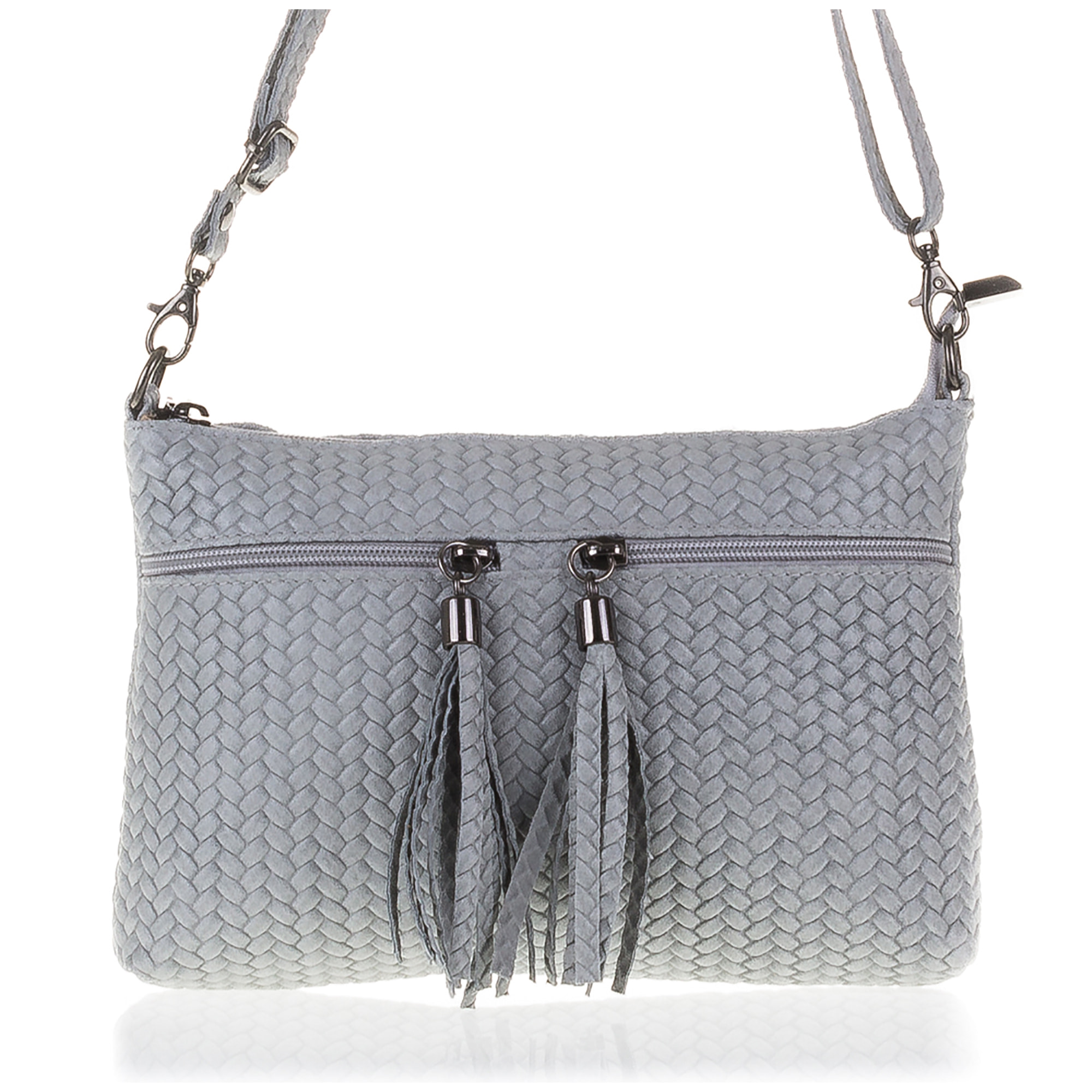 Genova Borsa a tracolla Donna.Pelle autentica Camoscio Inciso Spiga