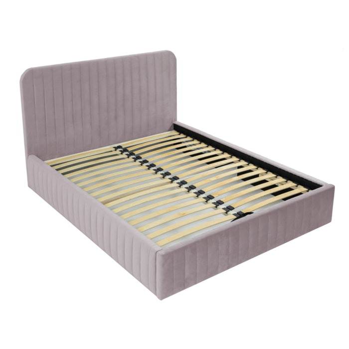 Stuart - lit coffre - 140x200 cm - sommier inclus - en velours - Rose
