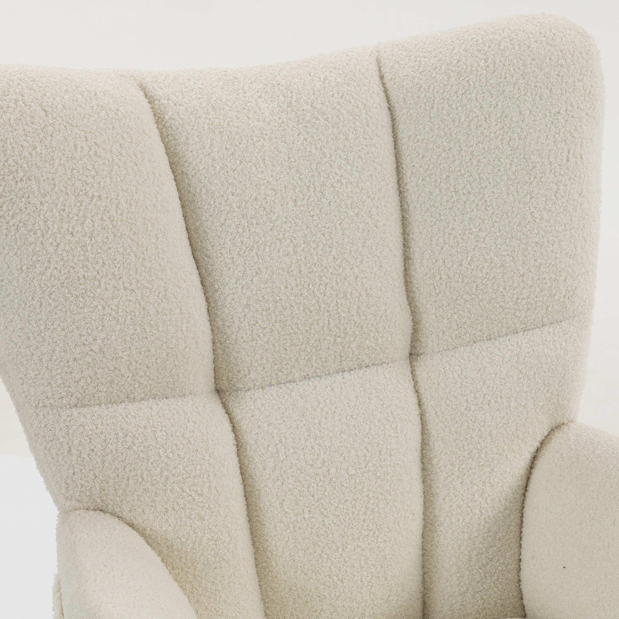 Fauteuil avec repose-pieds design bouclette crème noir