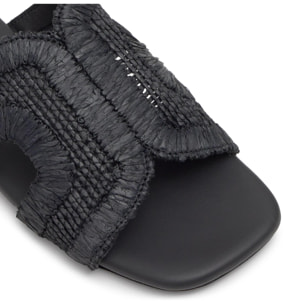 Sandalia plana Phillipa en rafia natural bordada con suela de cuerolite