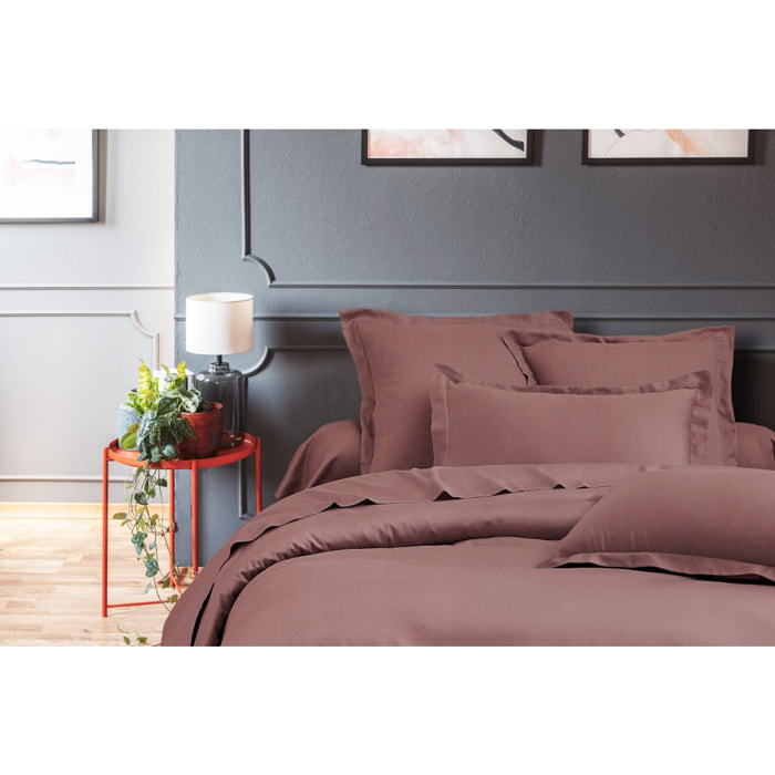 Housse de couette + taie(s) oreiller satin de coton rose