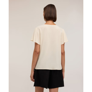 Motivi - Blusa con scollo a V e maniche a volo - Beige