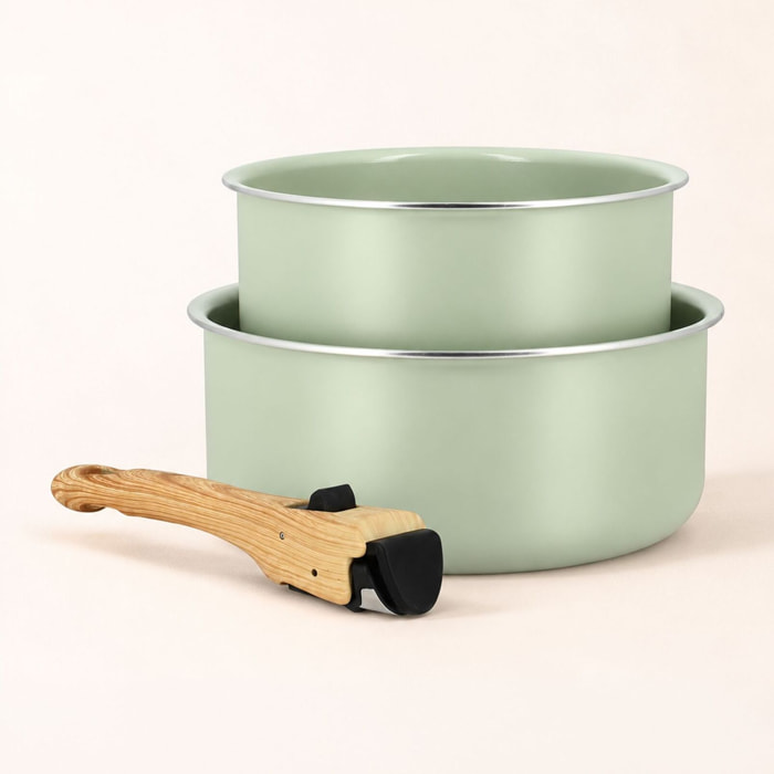 Lot de 2 casseroles céladon revêtement céramique - Tous feux COLORAMA