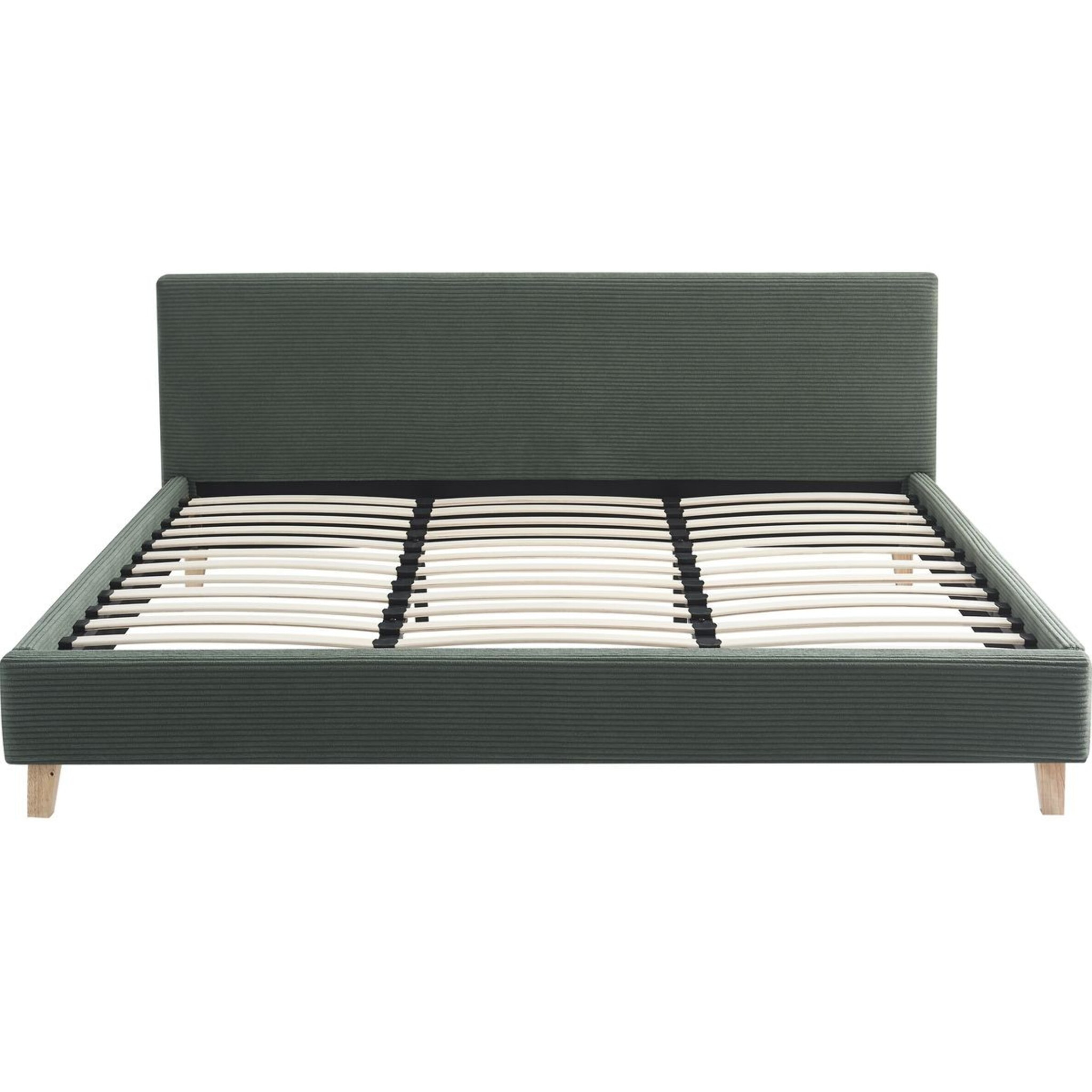 Lit avec tête de lit en velours côtelé - MILO