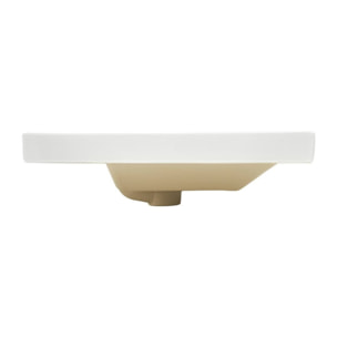 Double vasque semi-encastrée 121x46 cm - blanc brillant - avec trop-plein - B-Way SAT