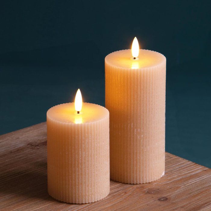 Candela Cera con Led Fiamma - Pezzi 2 - Colore Rosa - 7,5x15Hx7,5cm - Bianchi Dino