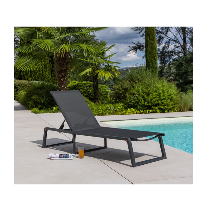 NARA - Transat de jardin pliable - Gris anthracite
