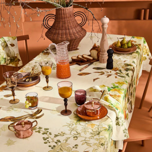 Serviette lin & coton lavé 190 g/m² imprimé beige orange Delices d'automne potiron