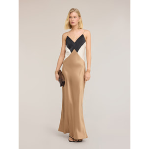 Motivi - Vestido largo de satén - Beige