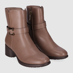 Botines de Piel - Taupe - Tacón: 5 cm