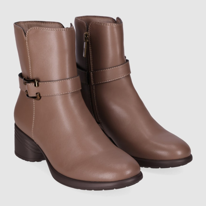 Botines de Piel - Taupe - Tacón: 5 cm