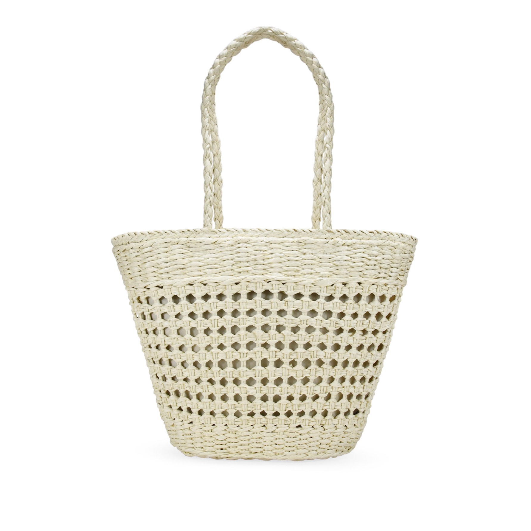 Bolso capazo beige de rafia trenzada