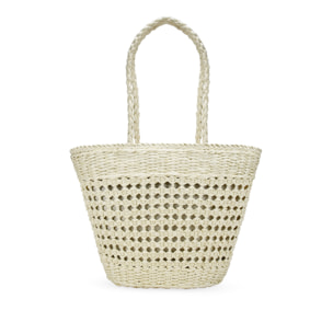 Bolso capazo beige de rafia trenzada