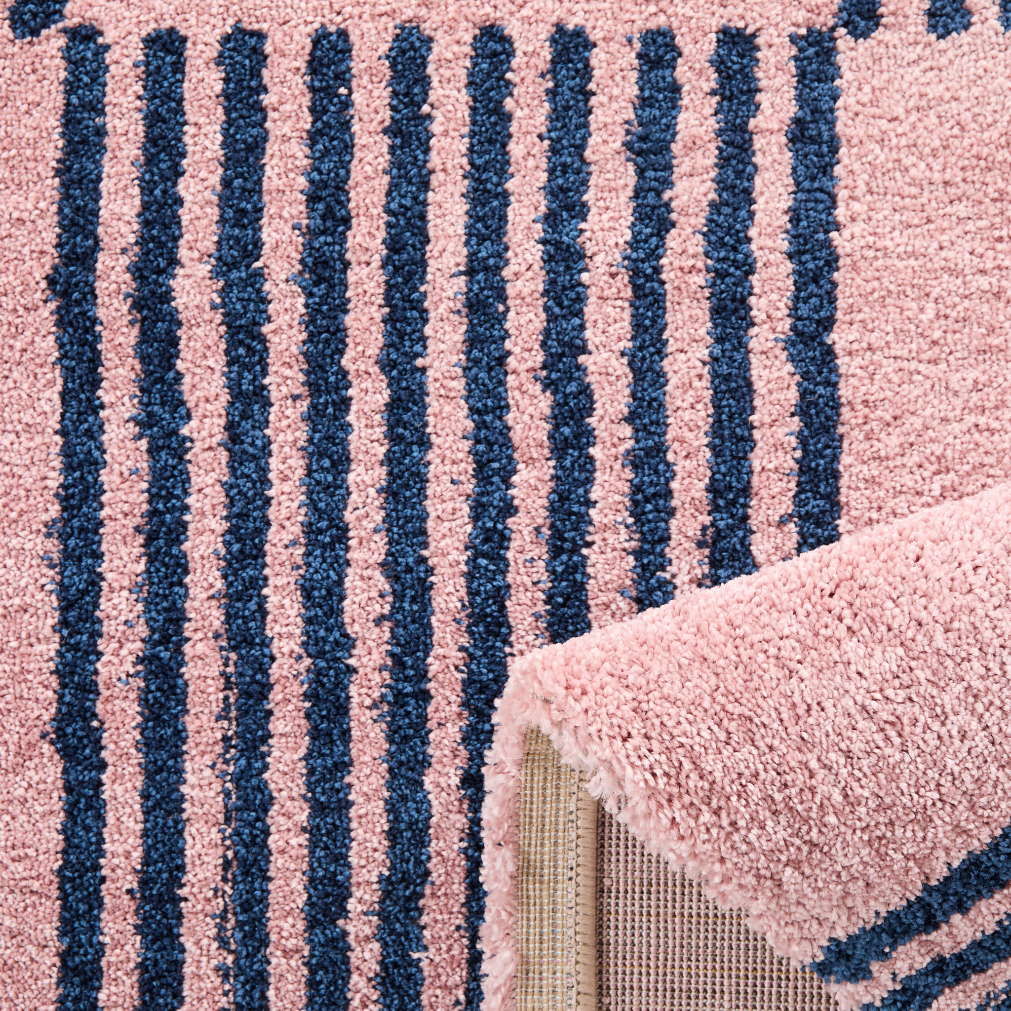 GROOVY - Tapis rétro coloré style seventies - Confortable et moelleux - Bleu