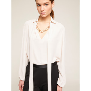 Motivi - Blusa maniche lunghe con catena - Bianco