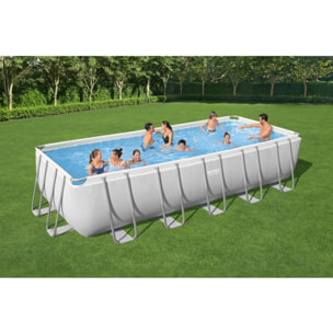 Bestway Piscine hors sol - Rectangulaire - Power Steel - Gris clair - 640 x 274 x 132 cm - Filtre à sable