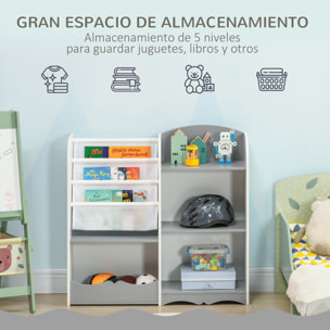 Organizador de Juguetes Estantería para Niños Estantería Infantil con Estantes Abiertos para Dormitorio Sala de Juegos Guardería 85x26x84 cm Gris