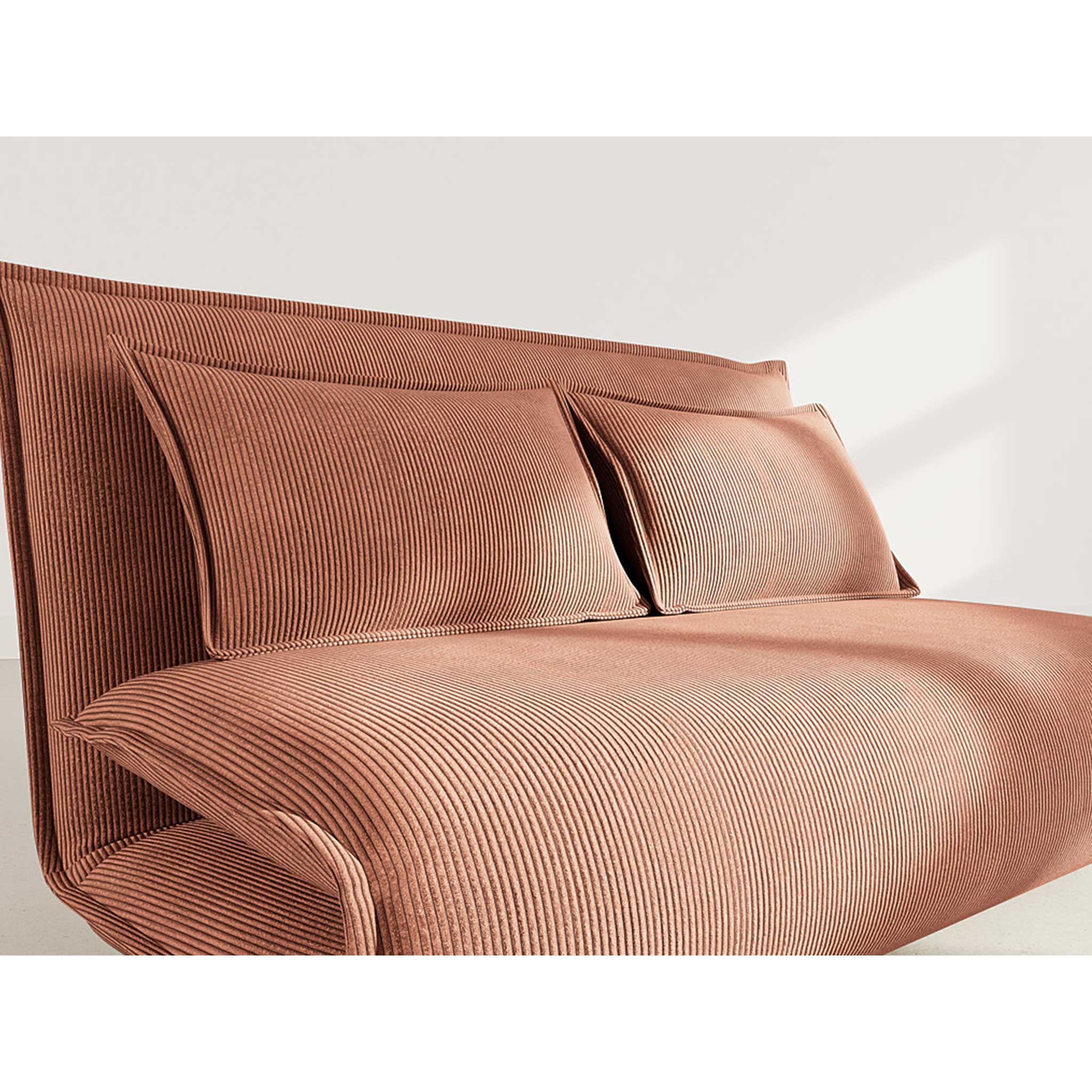 Candice - Banquette 2 places convertible clic-clac en velours côtelé - Terracotta