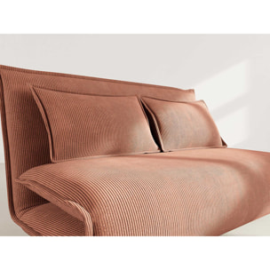 Candice - Banquette 2 places convertible clic-clac en velours côtelé - Terracotta