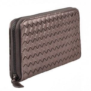 Portafogli Donna colore Marrone-in pelle Made in Italy L20 cm X W11 cm X H2 cmcm