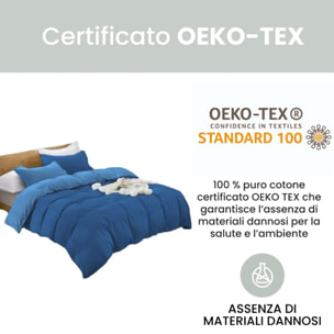 Parure copripiumino bicolore in cotone - BLU/AZZURRO