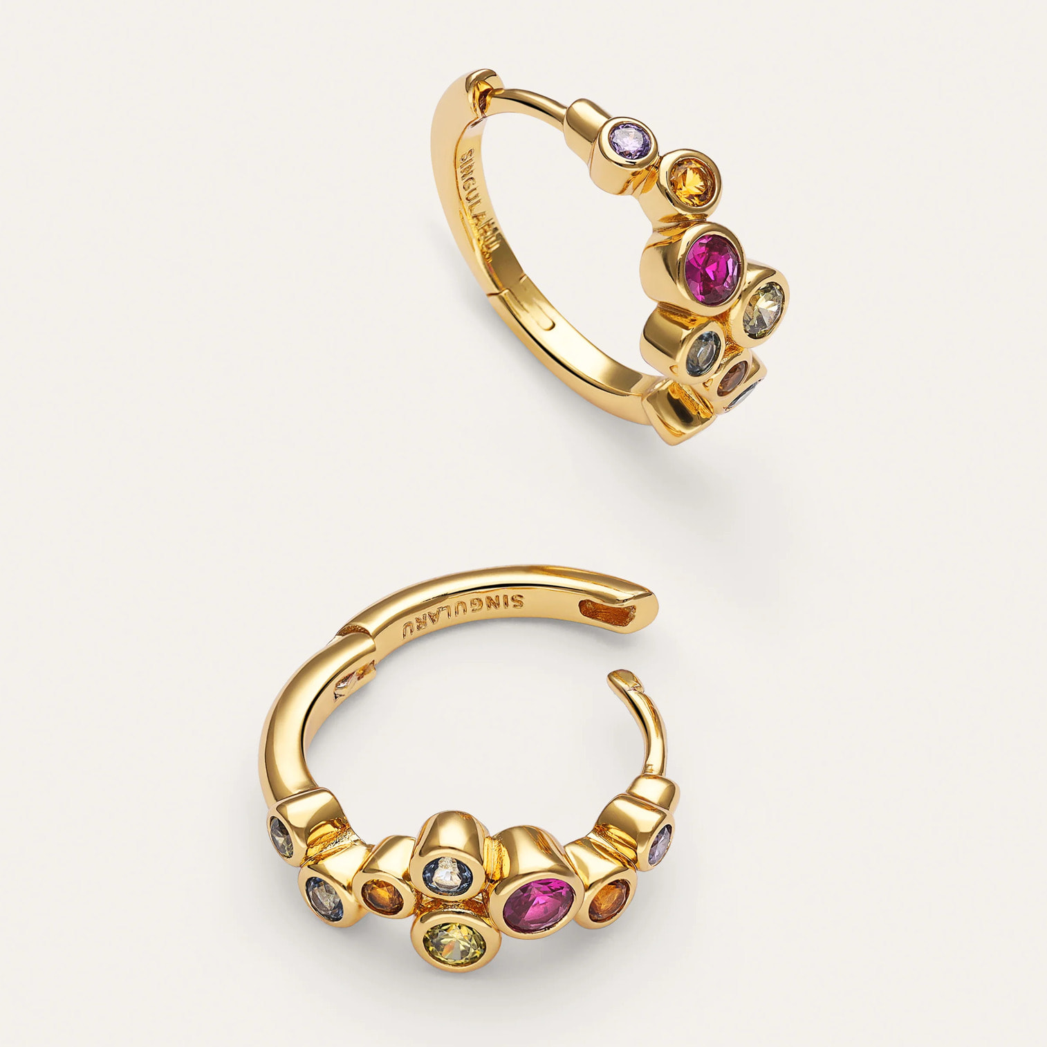 Pendientes Aro Rainbow Bubbles S Baño Oro